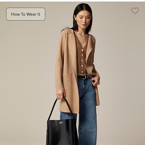 J Crew XXS Juliette collarless sweater-blazer Camel Preppy Classic Quiet Luxury - Picture 11 of 13